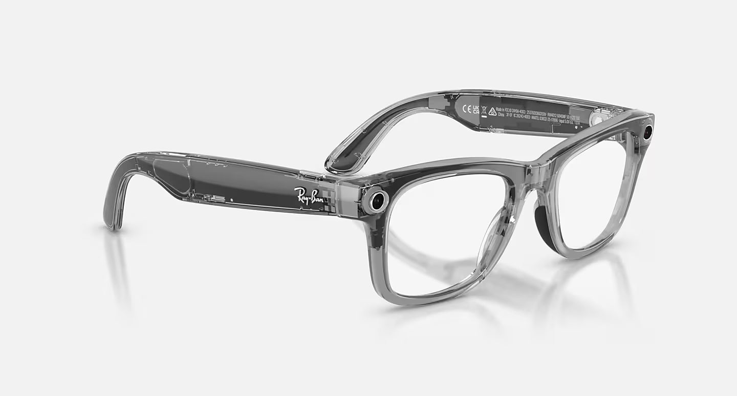 Ray Ban x Meta Gen 2 Wayfarer Shiny Transparent Grey w/ Clear to Sapphire Transitions Lens Smart Glasses (50mm)