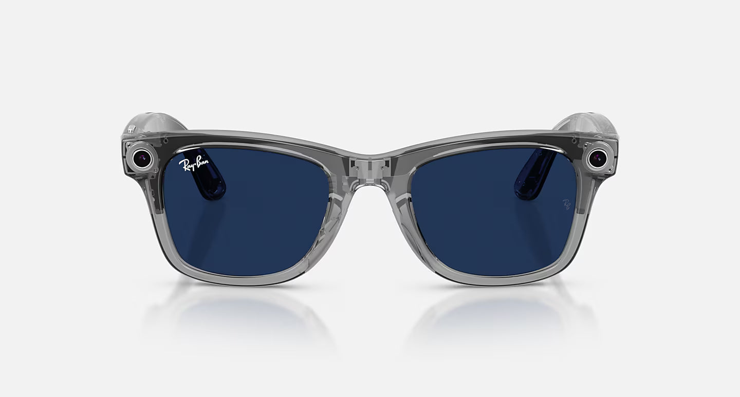 Ray Ban x Meta Gen 2 Wayfarer Shiny Transparent Grey w/ Clear to Sapphire Transitions Lens Smart Glasses (50mm)