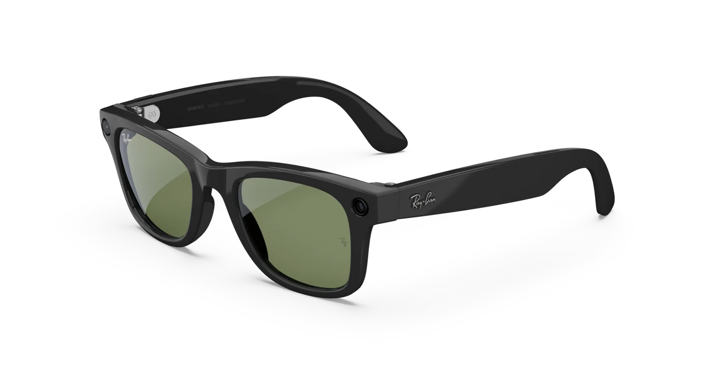 Ray Ban x Meta Gen 2 Wayfarer Shiny Black w/ G15 Green Lens Smart Glasses (50mm)