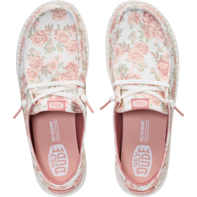 Hey Dude Wendy Washed Floral - Snow White / Pink Multi