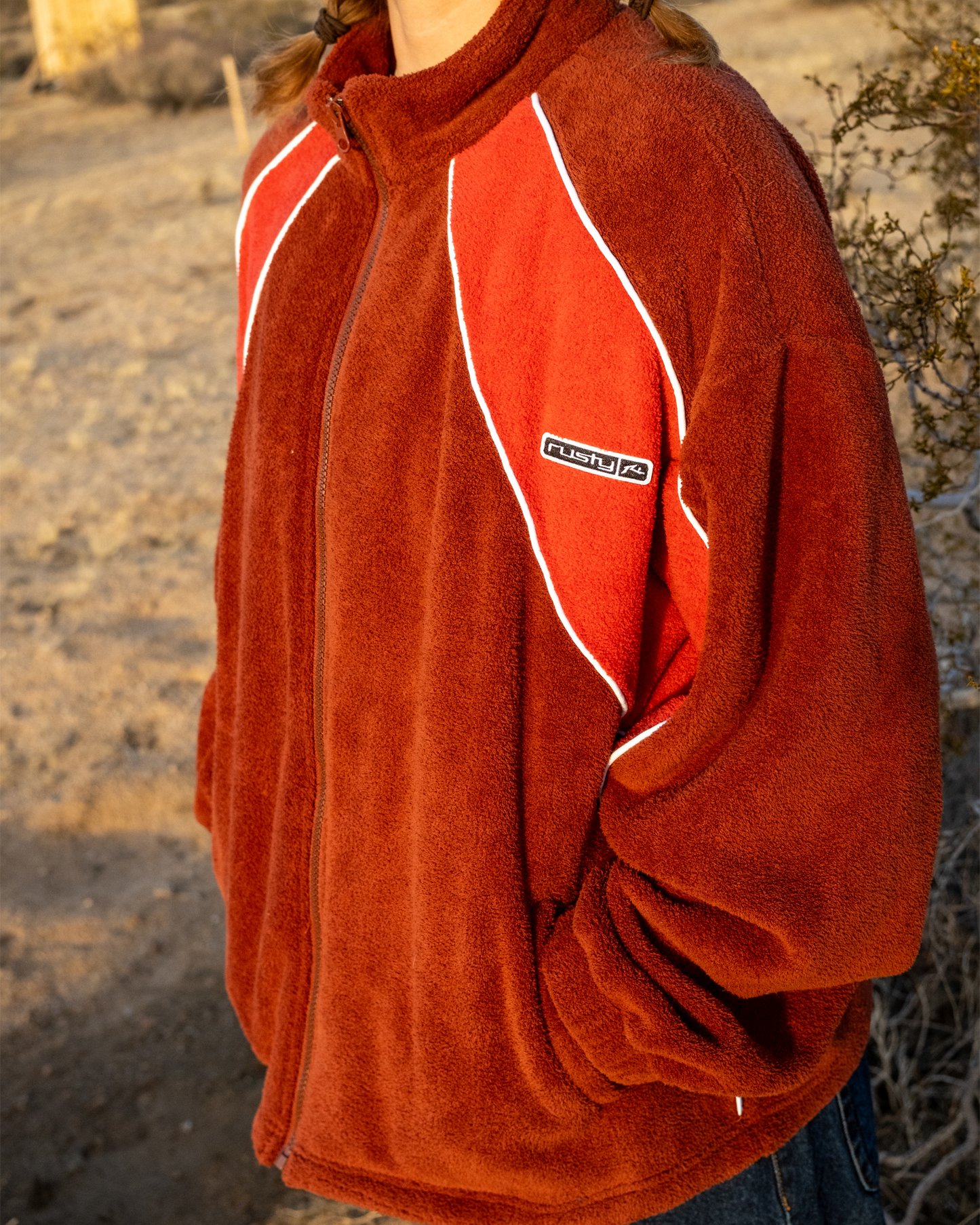 Two Tides Zip F/Z Sherpa Jacket - RED