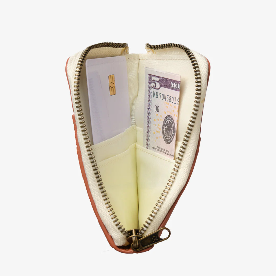 Thread Leather Zip Wallet - Coral Crush