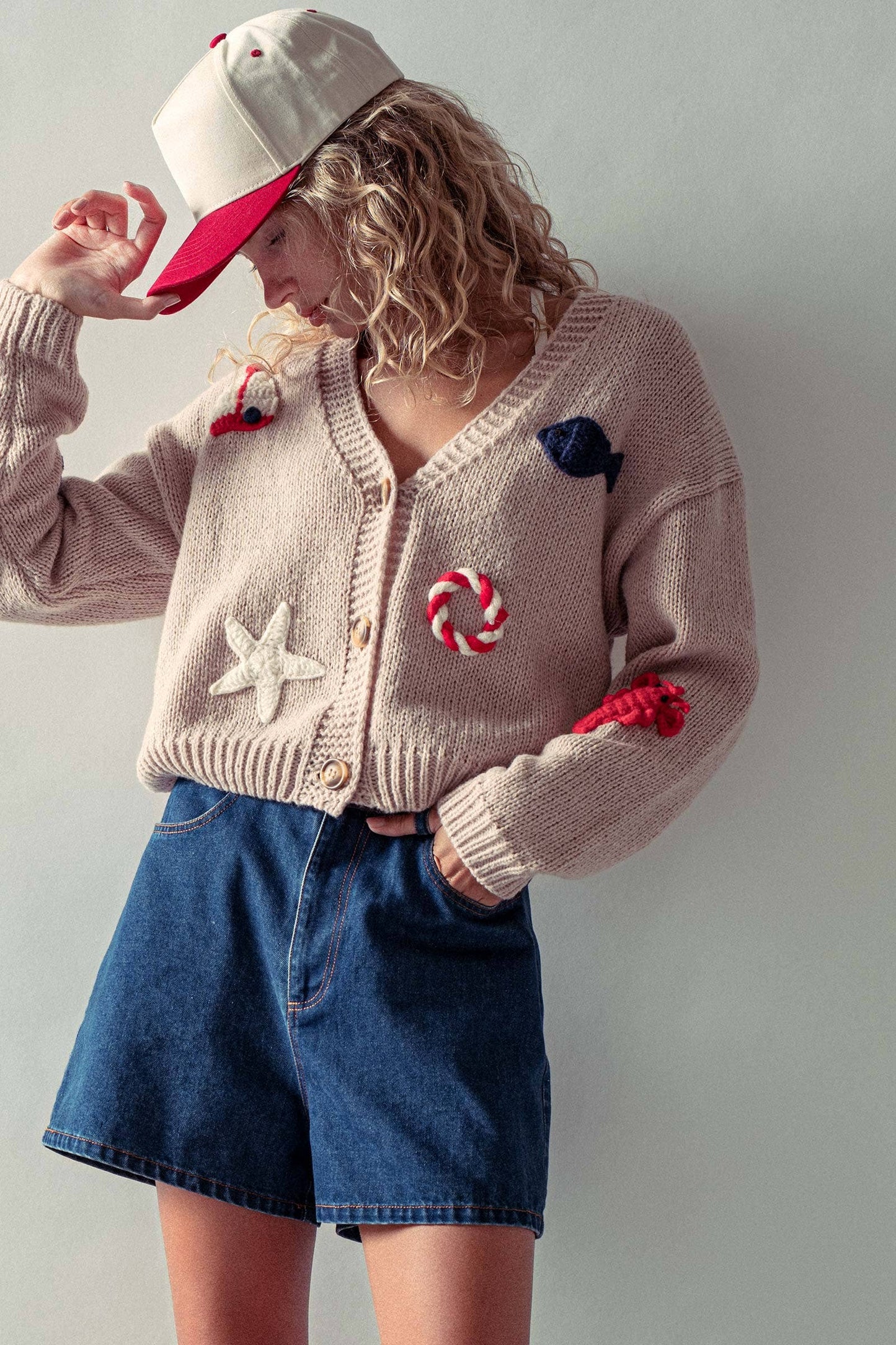 Crochet Nautical Patch Cardigan