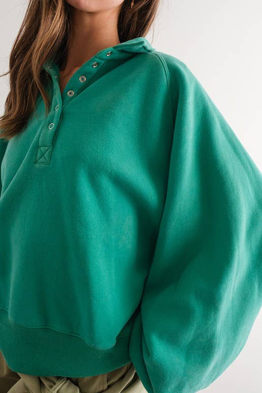 Button Up Crew Neck - GREEN