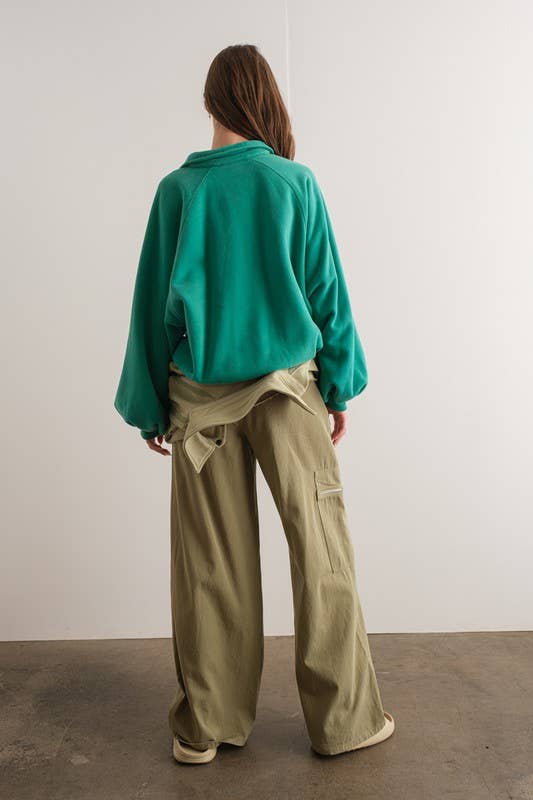 Button Up Crew Neck - GREEN