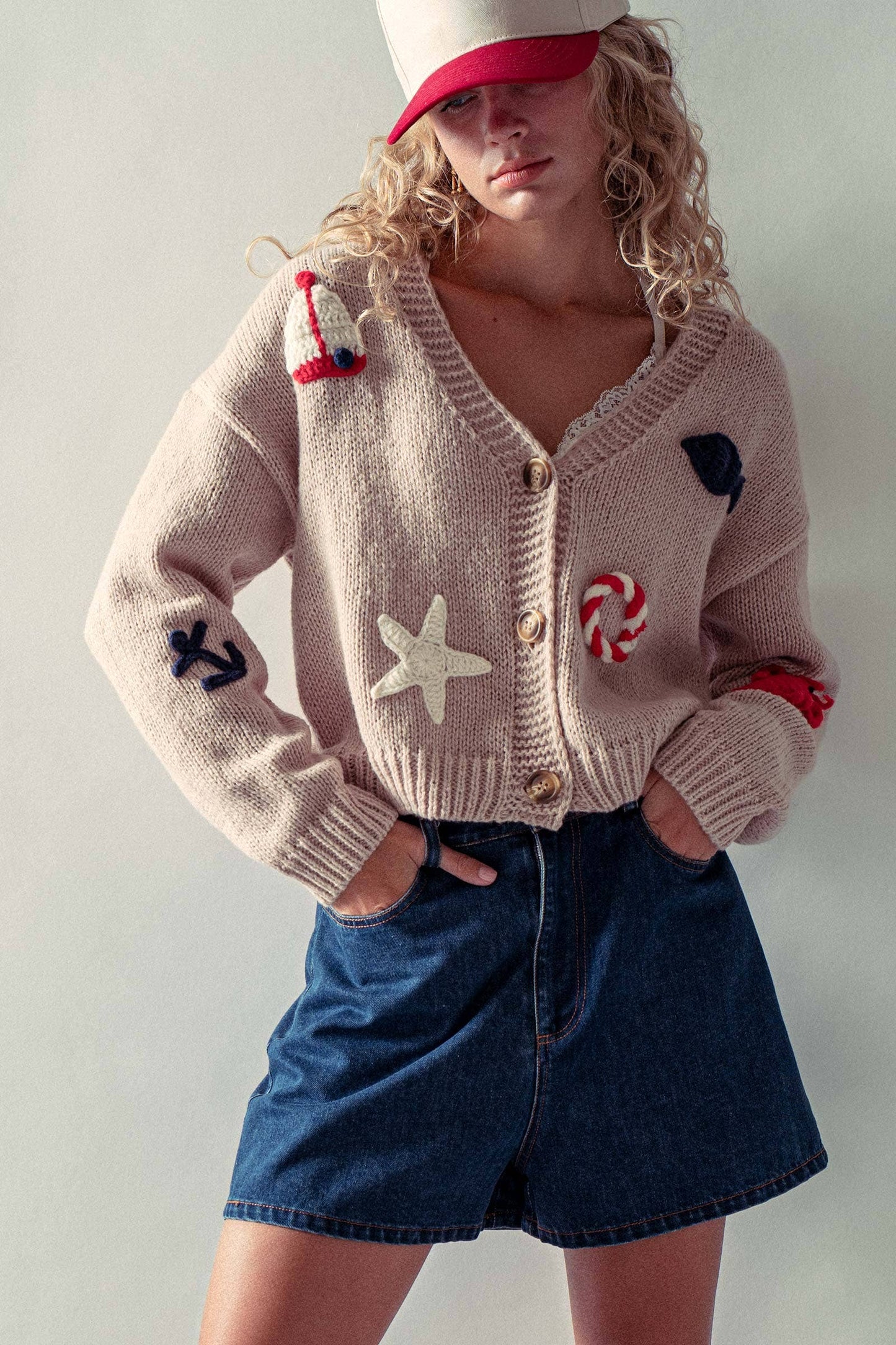 Crochet Nautical Patch Cardigan