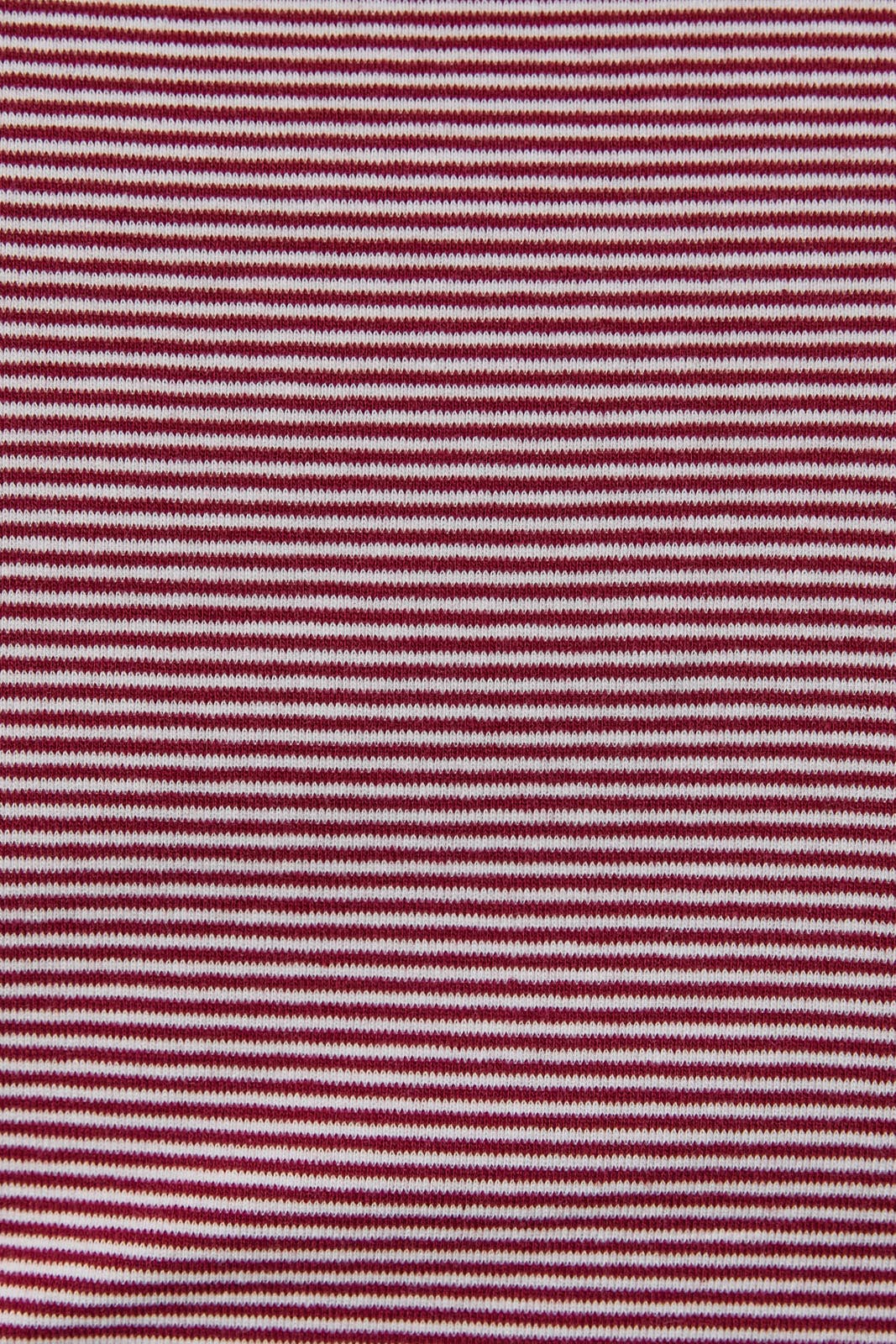 Round Neck Short Sleeve Stripe Top: Burgundy