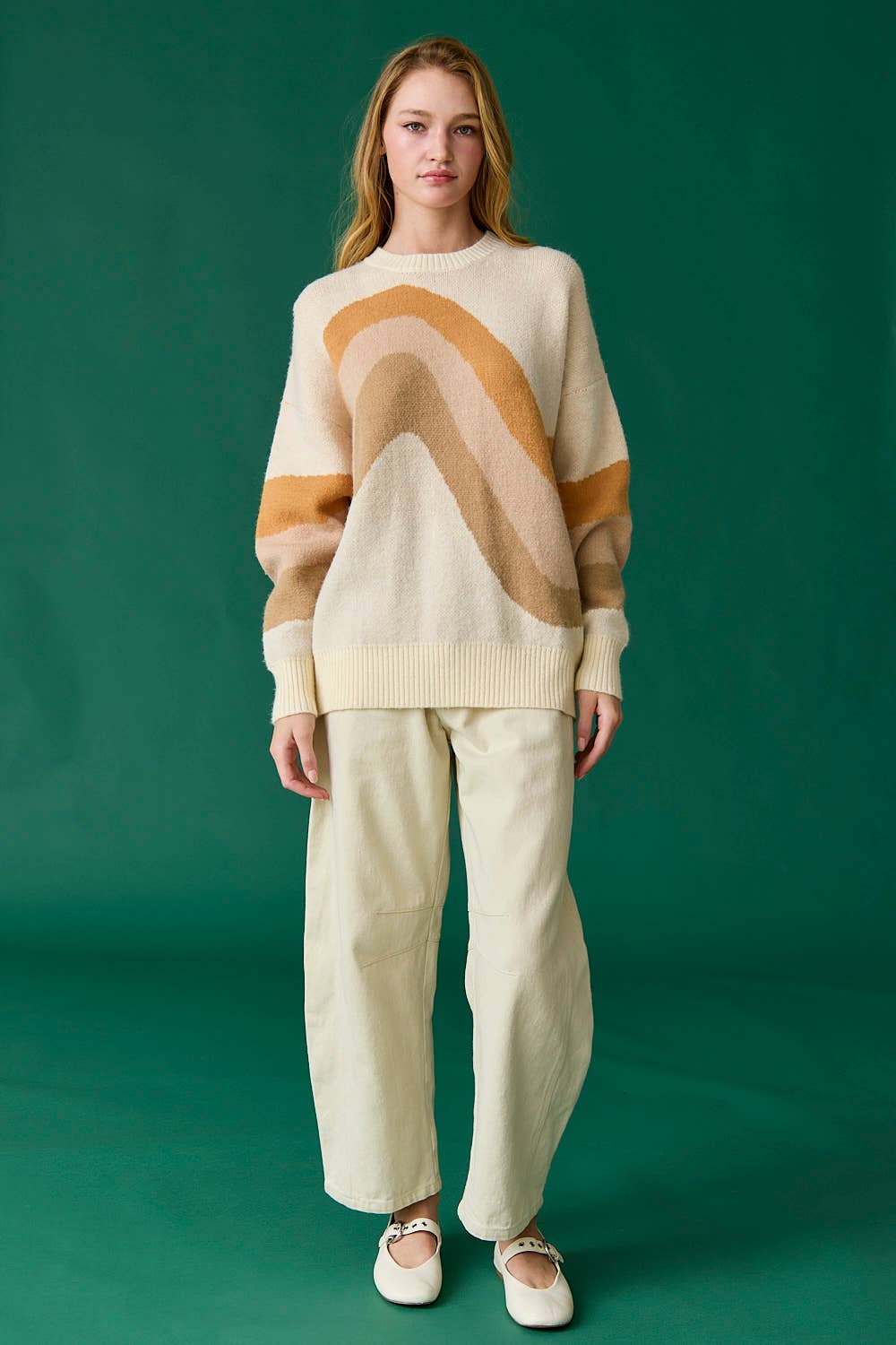 Oversized Tunic Sweather - Wave Knit