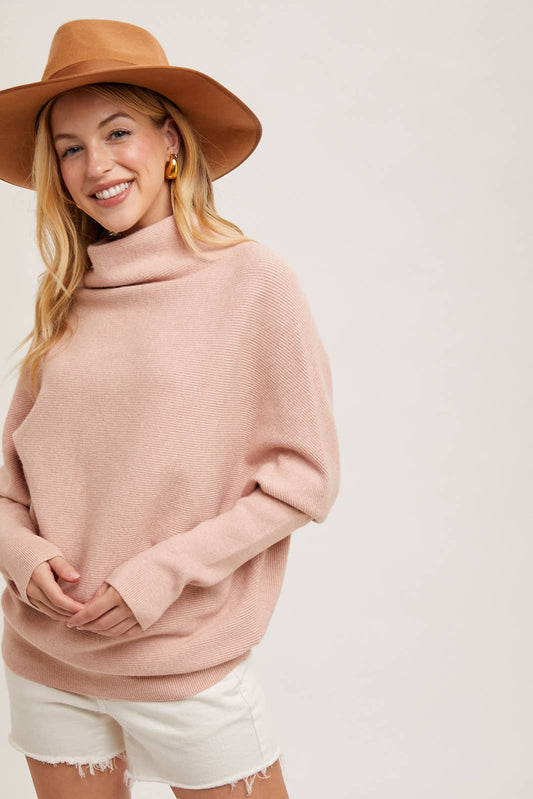 Slouch Neck Pullover: PEACH