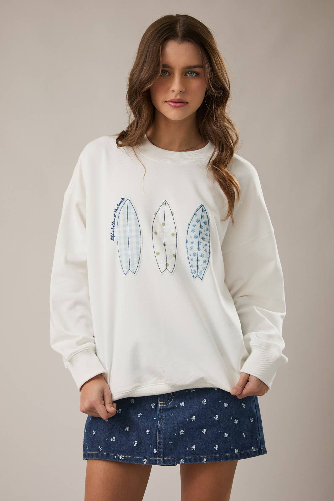 Crewneck Patchwork Surfboard Sweatshirt