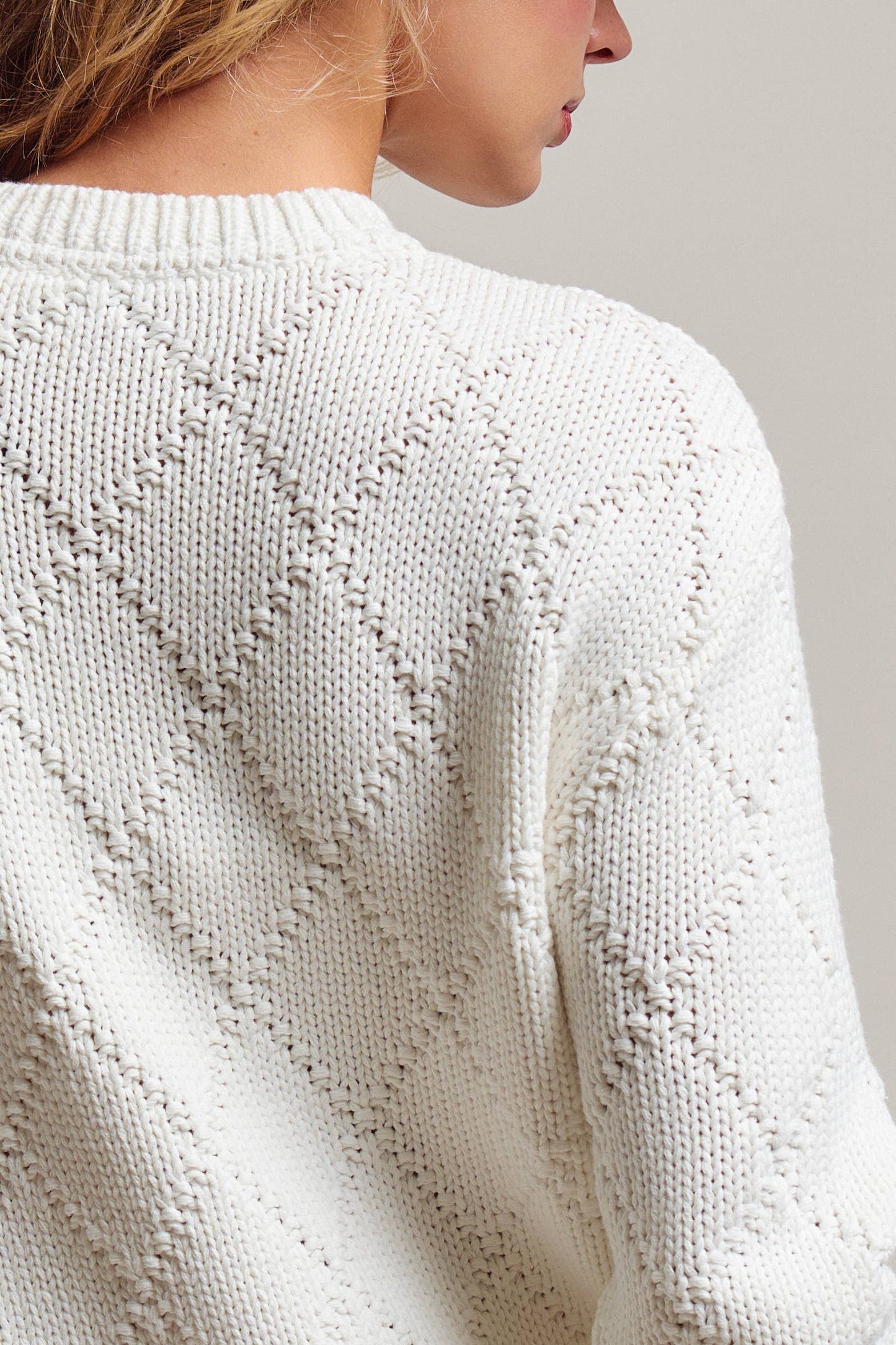 Nautical Anchor Textured Knit Sweater - Ivory