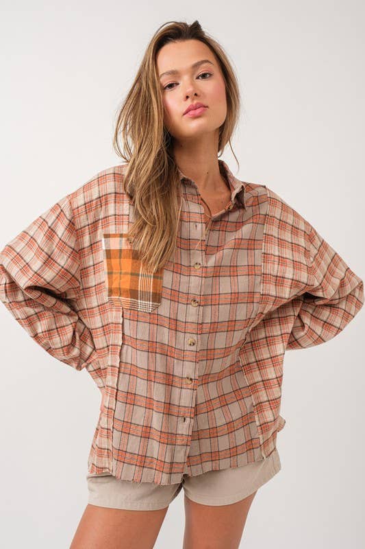 Patchwork Shirt: Rust