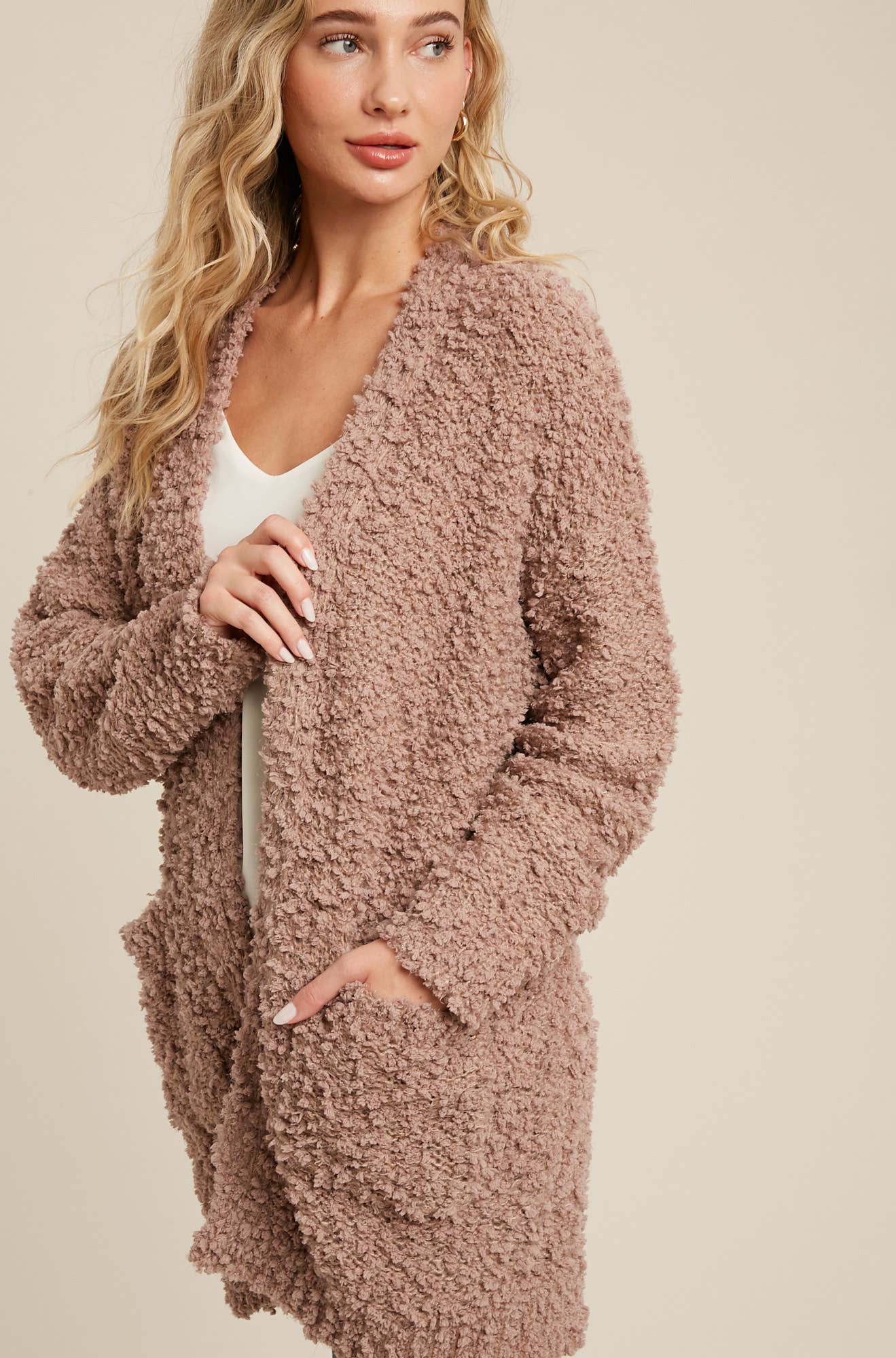 Fluffy Open Front Cardigan