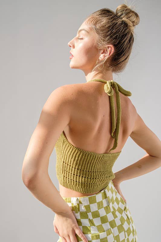 Crochet Halter Neck: LIME