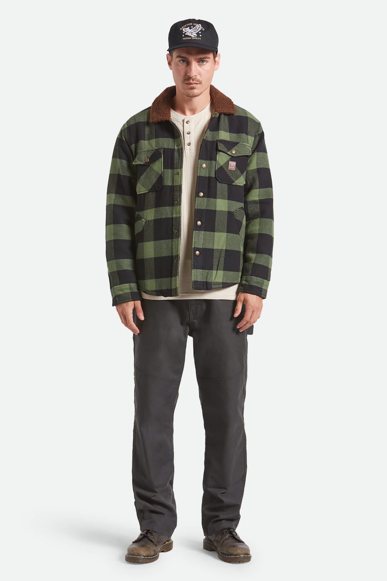 Brixton Durham Sherpa Lined Flannel Jacket - Wild Green