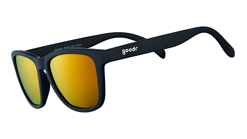 goodr OG Whiskey Shots with Satan Sunglasses - Black w/ Amber