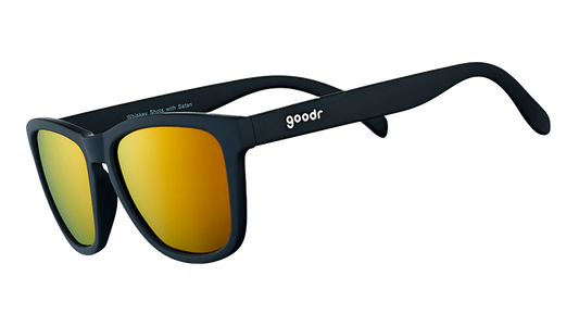 goodr OG Whiskey Shots with Satan Sunglasses - Black w/ Amber