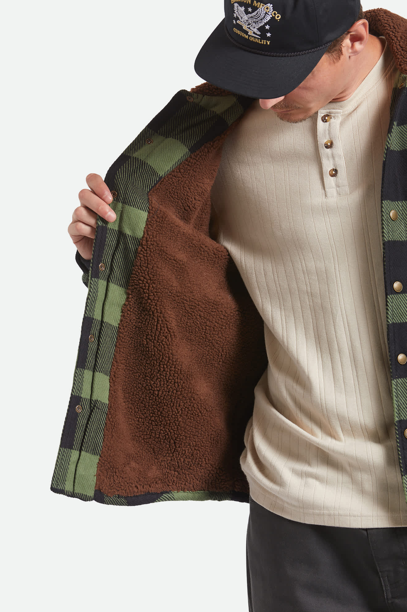 Brixton Durham Sherpa Lined Flannel Jacket - Wild Green