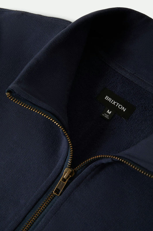 Brixton Embroidered Heavyweight Half Zip - Mood Indigo
