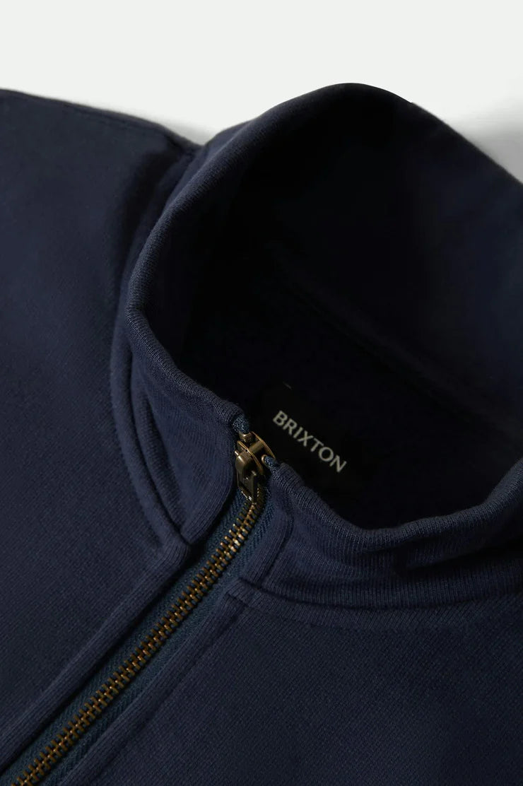 Brixton Embroidered Heavyweight Half Zip - Mood Indigo