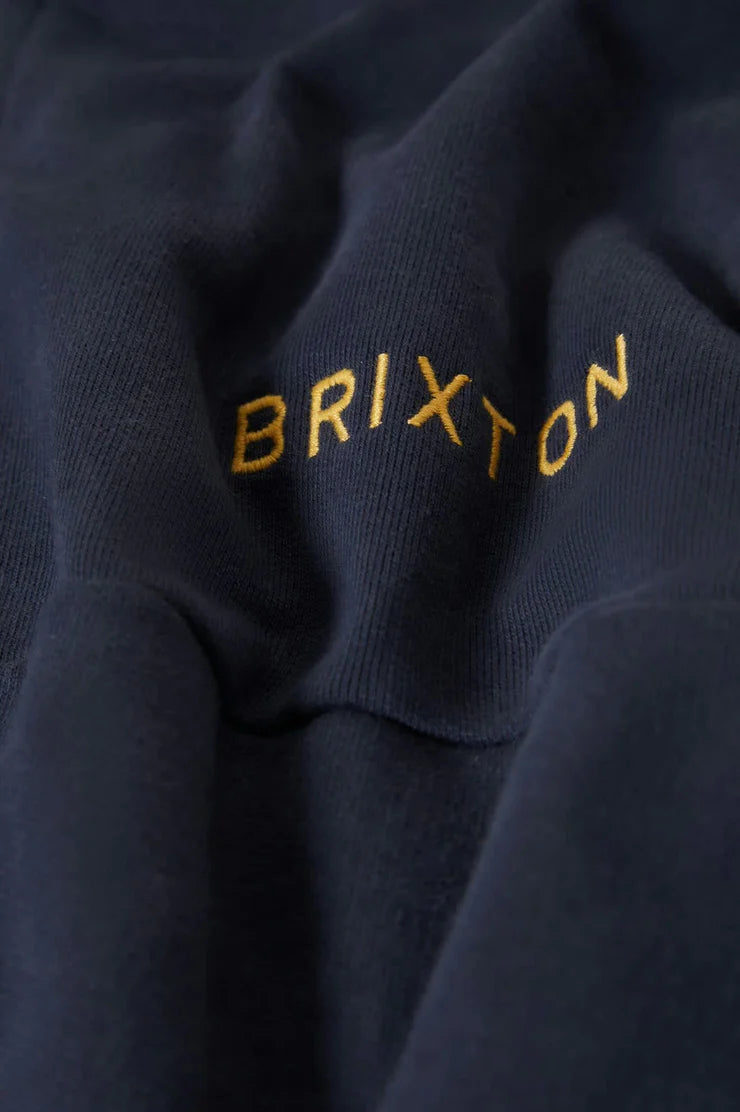 Brixton Embroidered Heavyweight Half Zip - Mood Indigo