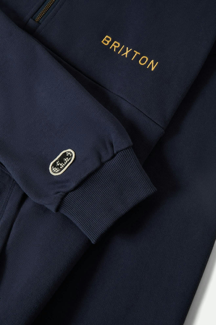 Brixton Embroidered Heavyweight Half Zip - Mood Indigo