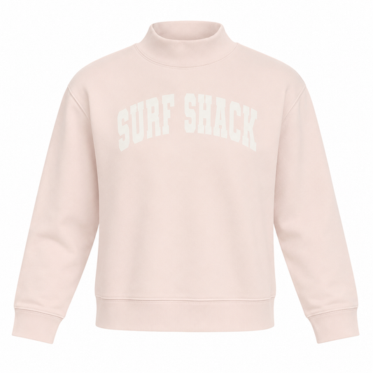 Surf Shack Mock Neck Sweatshirt - Pale Pink