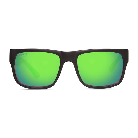 Cassette Optics Stockholm Sunglasses - Matte Black / Green Mirror Polarized Lens