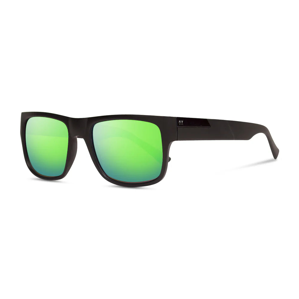 Cassette Optics Stockholm Sunglasses - Matte Black / Green Mirror Polarized Lens