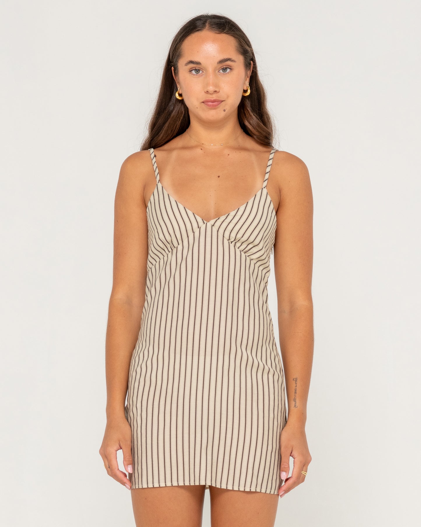 Sandy Stripe Mini Dress - Oatmeal Stripe