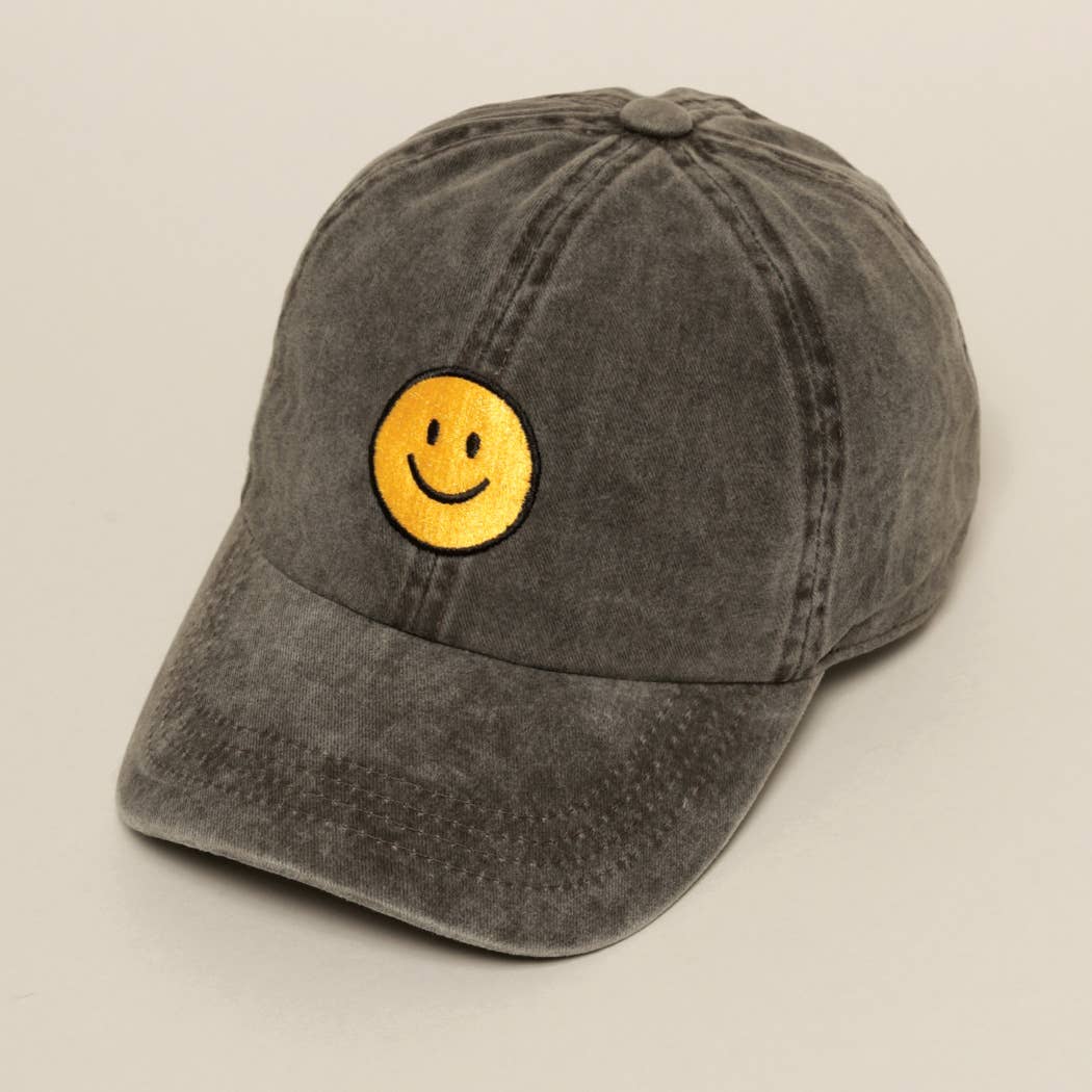 Happy Face Embroidered Hat