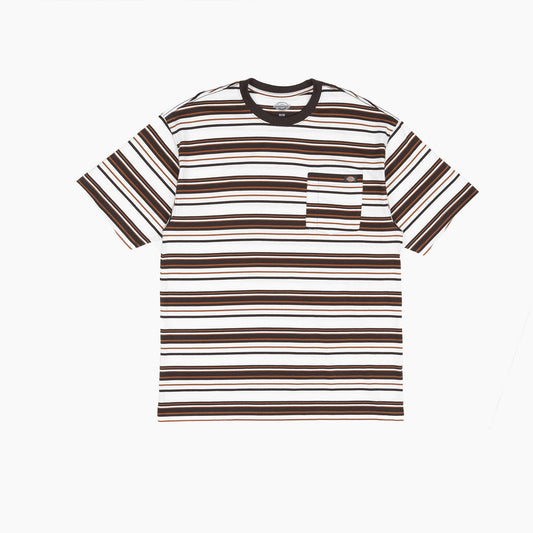 Dickies Relaxed Fit Striped Pocket Tee - Chocolate Brown Stripe