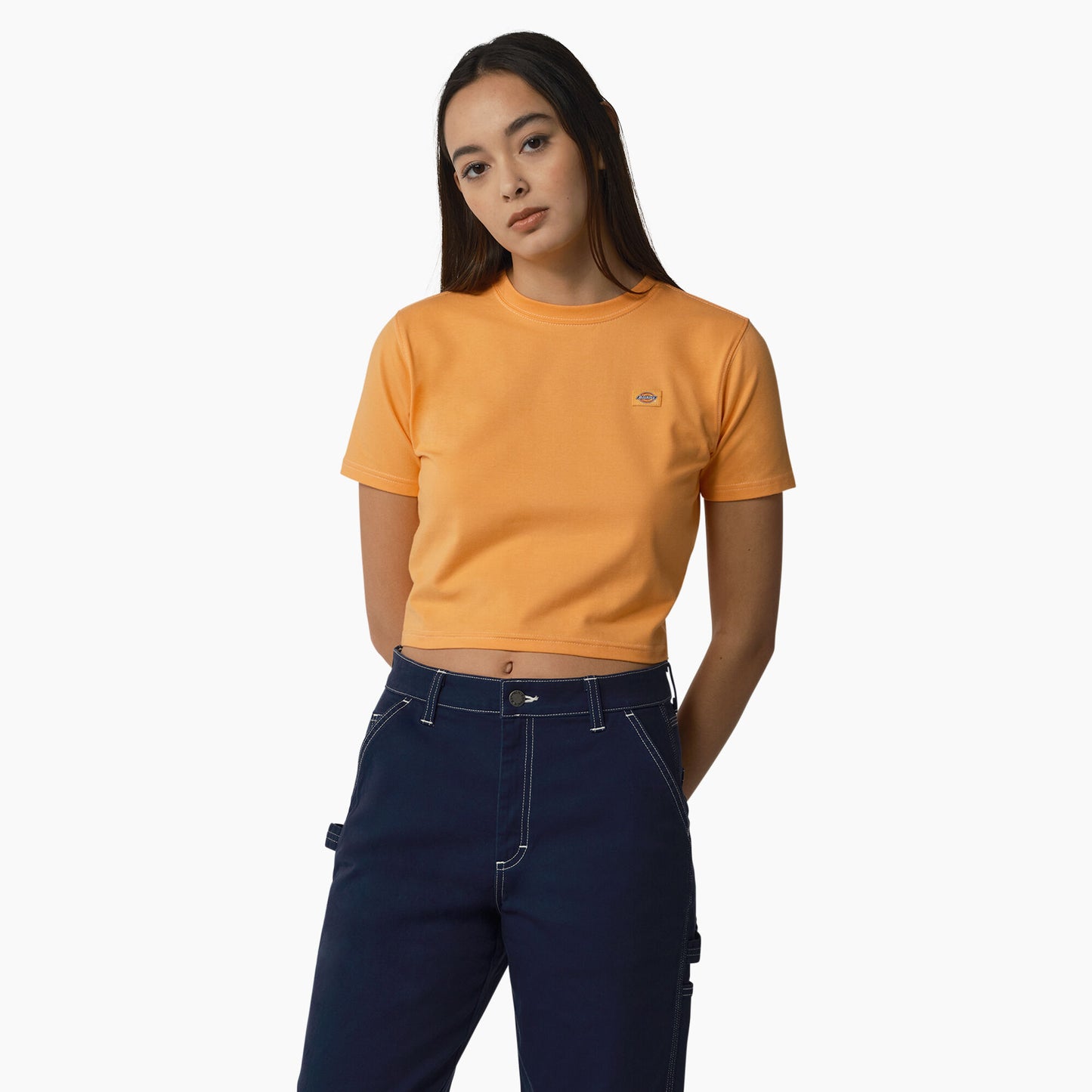 Dickies Women's Maple Valley Cropped Tee - Papaya w/ Cloud Stitching