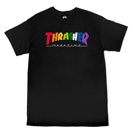 Thrasher Outline Rainbow Mag Logo Tee - Black
