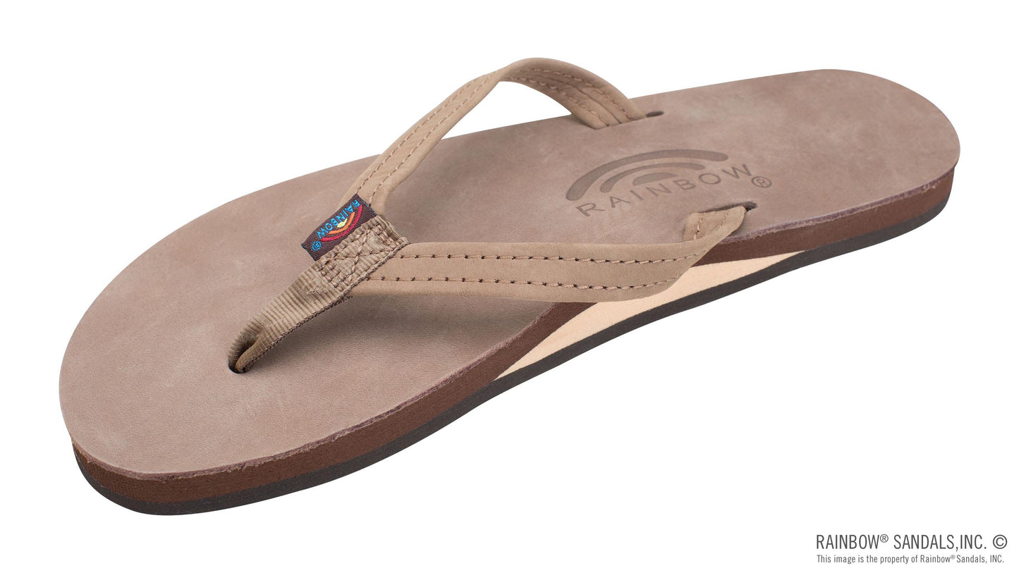 Rainbow Women’s Single Layer Premier Leather with Arch Support and a 1/2" Narrow Strap - Sierra Brown - Dark Brown