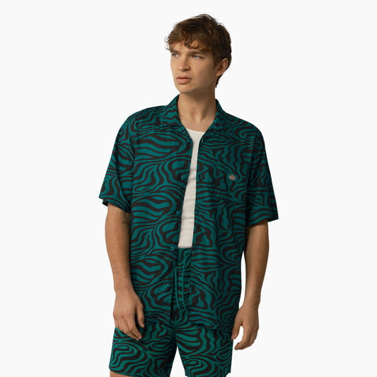 Dickies Zebra Print Button-Up Shirt - Apple Mint